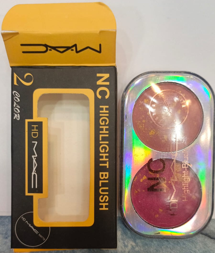 HD MAC NC Highlight Blush – 2 Color Matte Finish Compact | Highlight Blush Makeup For Girls - Shade 1