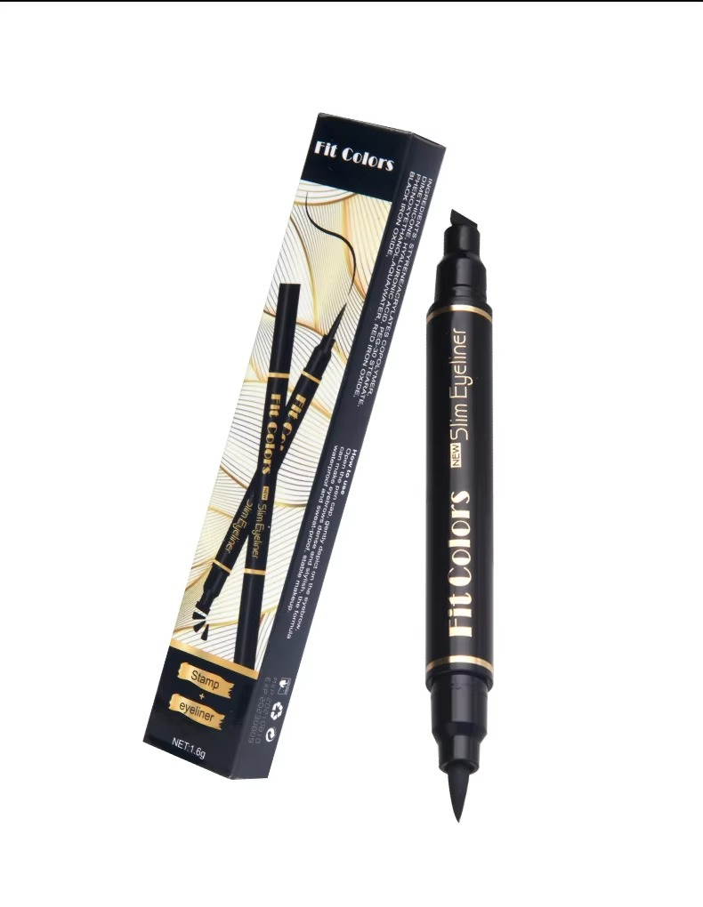 2 in 1 Winged Stamp Liquid Eyeliner Pencil Waterproof Fast Dry Lasting Black Eye Liner Pen | 2 in 1 Fit Colors Eyeliner For Girls | Eyeliner Pen - Pack Of 01