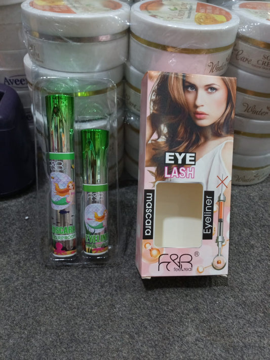 Pack of 2 F&R Mascara & Eyeliner – Made in China, Long-Lasting Eye Makeup Set