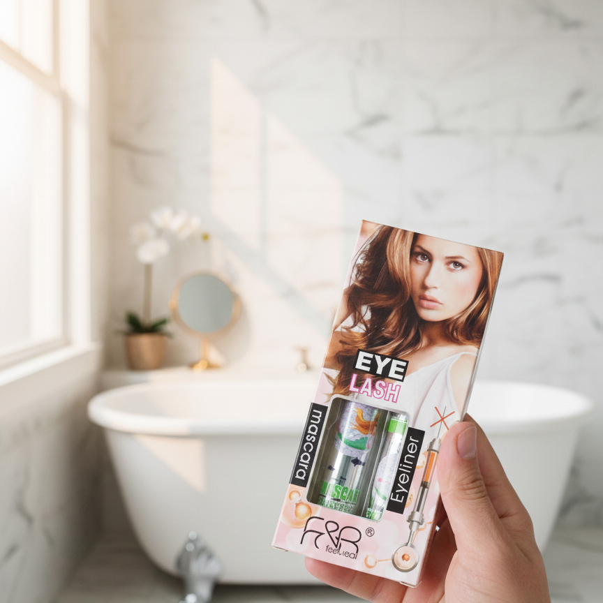 Pack of 2 F&R Mascara & Eyeliner – Made in China, Long-Lasting Eye Makeup Set