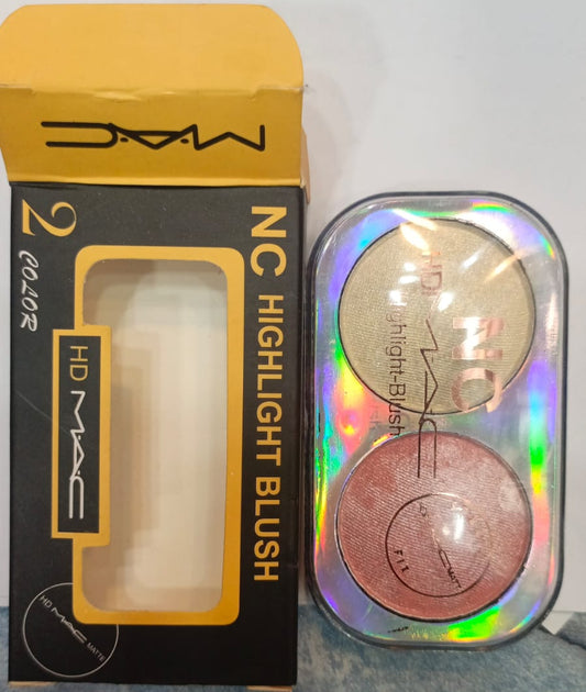 HD MAC NC Highlight Blush – 2 Color Matte Finish Compact | Highlight Blush Makeup For Girls  - Shade 1