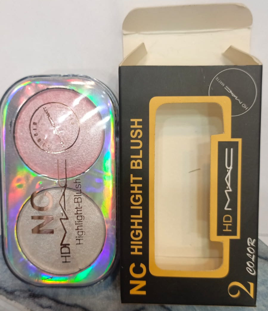 HD MAC NC Highlight Blush – 2 Color Matte Finish Compact | Highlight Blush Makeup For Girls  - Shade 1