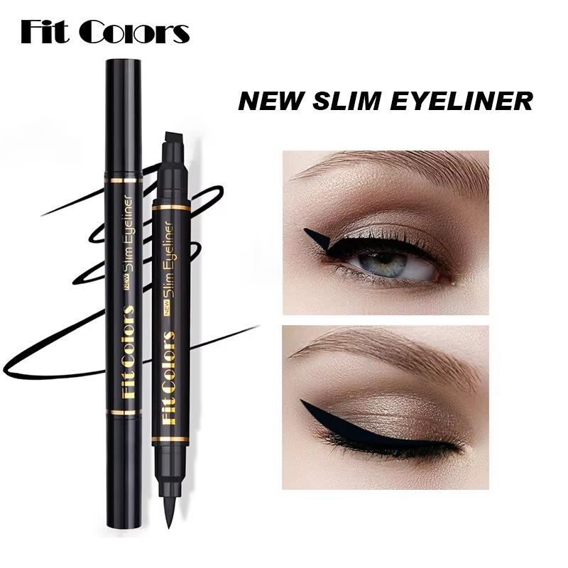 2 in 1 Winged Stamp Liquid Eyeliner Pencil Waterproof Fast Dry Lasting Black Eye Liner Pen | 2 in 1 Fit Colors Eyeliner For Girls | Eyeliner Pen  - Pack Of 01